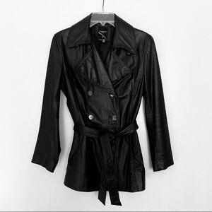 Vintage‎ Women's 90's Y2K Leather Black Jacket S